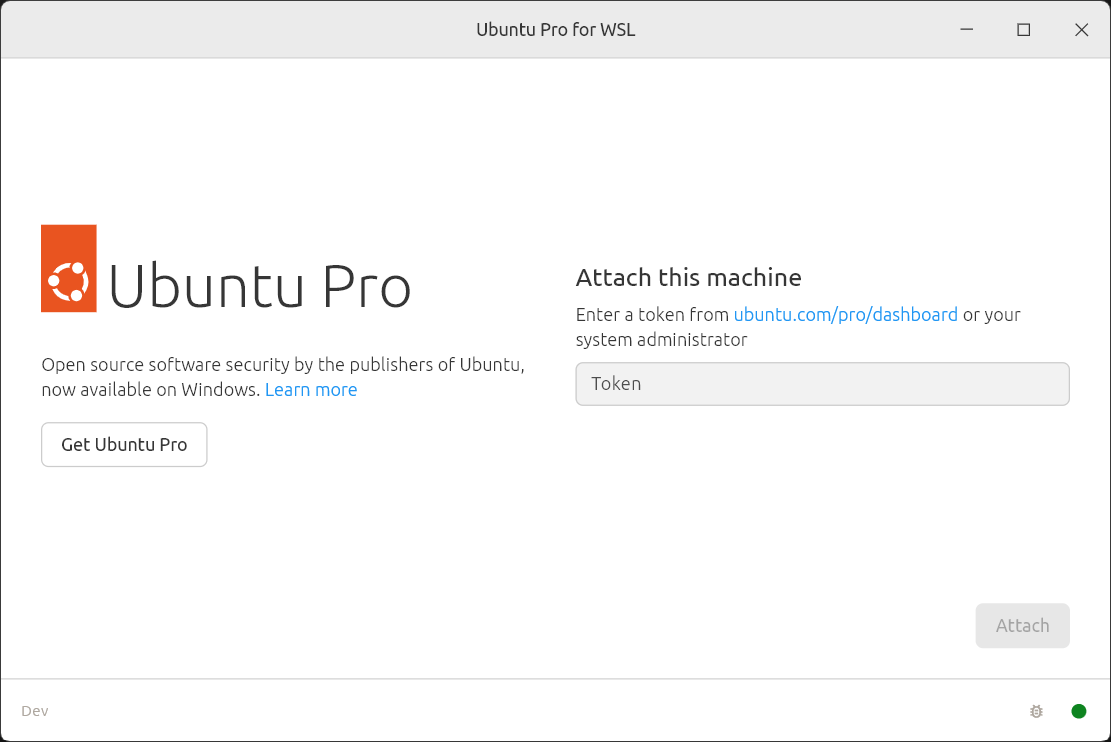 Main screen of the Pro for WSL GUI
